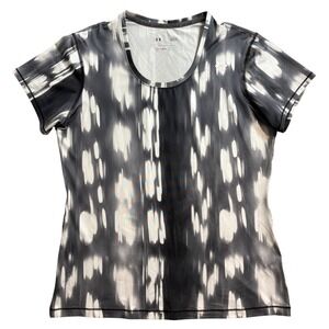 Under Armour HeatGear Fitted Athletic Performance  T-Shirt Women Large Gray